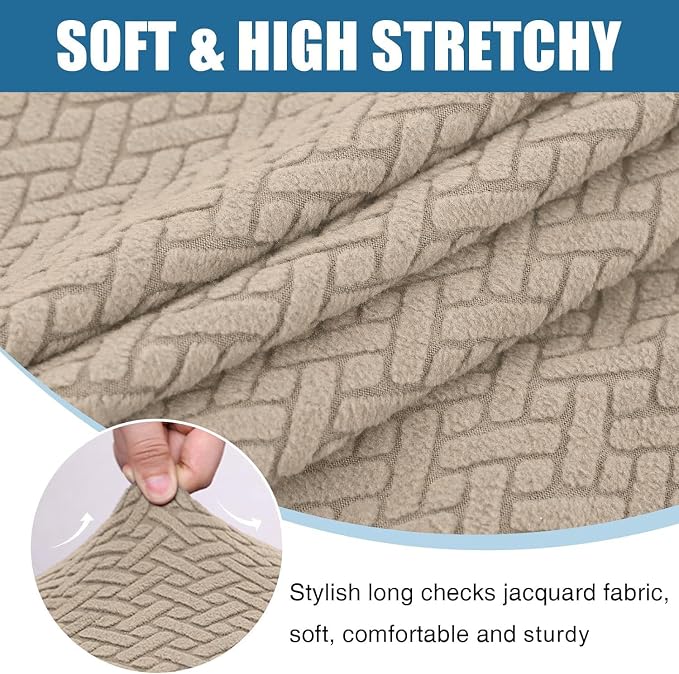 Smiry Waterproof Couch Cushion Covers, Stretch Jacquard Thick Sofa Cushion Covers, Washable Seat Slipcover Elastic Furniture Protector for Pets, Kid (Medium, Camel)