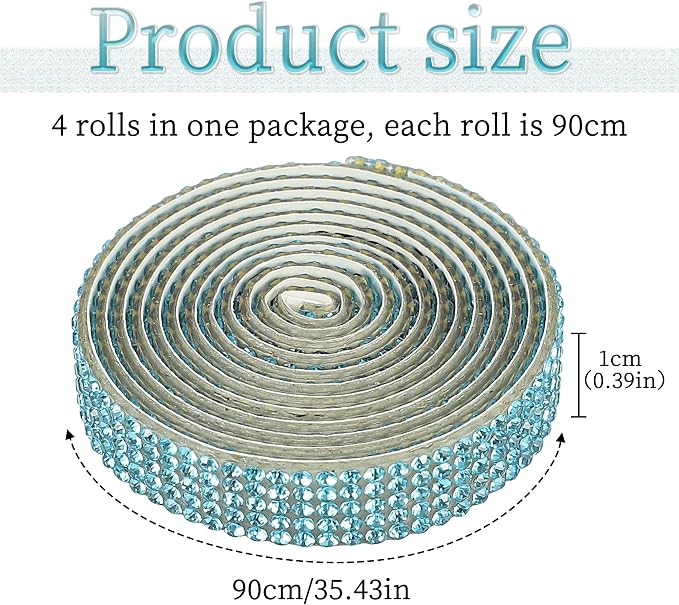 TOMALL Bling Car Door Guard Crash Bumper Crystal Anti-Scratch Strip Sticker Crystals Car Door Bumper Protector Accessory DIY for Interior and Exterior Decoration Styling Accessories (Lake Blue)