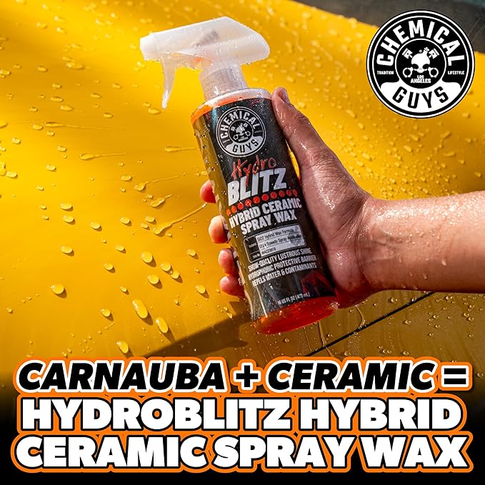 Chemical Guys, HydroBlitz Ceramic Spray Wax with Carnauba for Cars, 16 oz | Hybrid ceramic and carnauba spray boosts gloss, protection and water beading on paint, glass and wheels