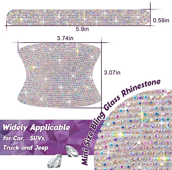 10PCS Car Door Handle Bling Rhinestones Stickers, AB Galaxy | Universal Auto Door Handle Safety Reflective Strips, Galaxy Shine