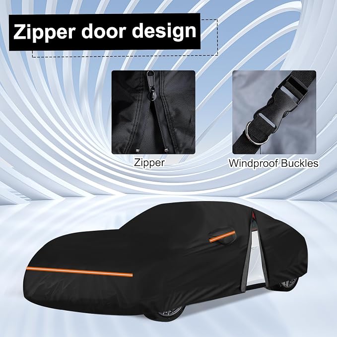 Amooca Heavy-Duty Car Covers Custom Fit for Porsche 911 (1998-2025) Waterproof Sun-Proof All Weather for Automobiles Snow Cover 420D with Door Zipper Cotton Lining