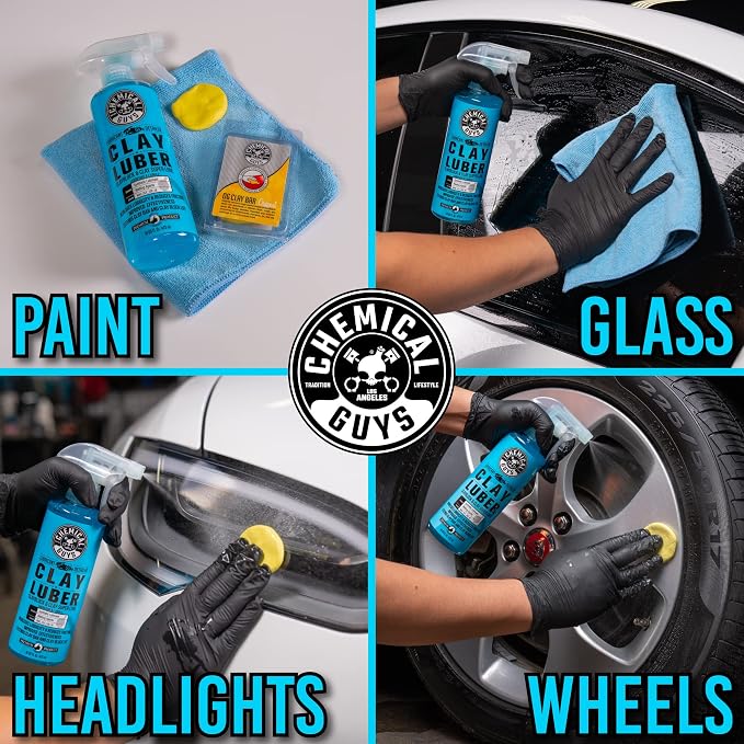 Chemical Guys, Clay Block V2 & Clay Super Lube Kit for Paint Prep, 16 oz | Rubber clay block and lubricant glide over paint and glass to lift bonded grime, reusable and easy to clean