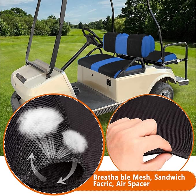 4 Passenger Golf Cart Seat Covers Fit for EZGO TXT OEM Ordinary Seat Cushion, EZGO TXT Front and Back seat Cover, Washable Golf Cart Seat Covers for EZGO