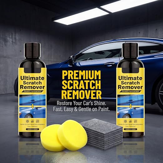 Nanopolix Scratch Remover for Car, 2-Pack Scratch Repair Kit for Automotive Paint, Clear Coat Scratch Remover Compound, Easy DIY Car Scratch Repair with Sponge & Cloth