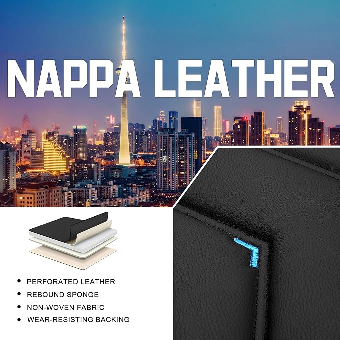 CTDS Car Seat Covers for Honda Civic 2000-2026, Stylish Sport Seat Cover, Premium Nappa Leather Car Seat Cover. Automobile Seat Covers Sets.(Luxury 5 Seats/Black Blue)