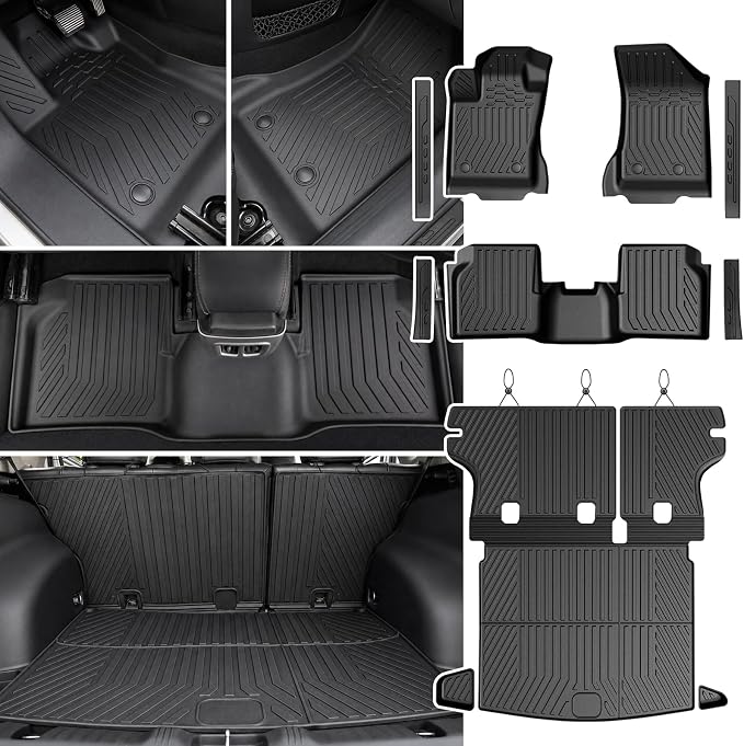 Floor Mats Set for Jeep Compass 2017-2025 2026, All Weather TPE Cargo Liner Trunk Mat Backrest Mat Door Sill Guards Accessories Fit New Body Style 2nd Generation