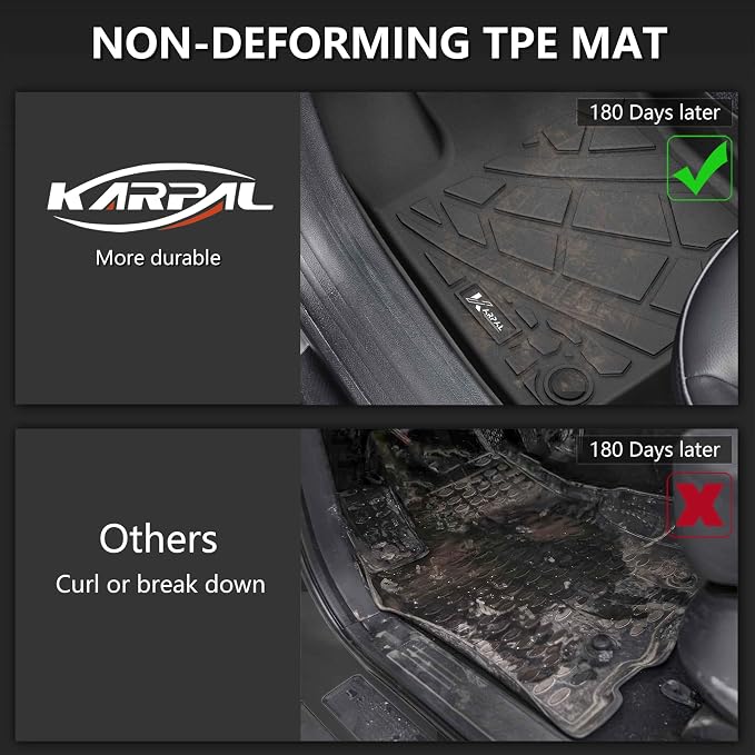 KARPAL Floor Mats & Cargo Liner for 2017-2026 Jeep Compass, All Weather TPE Custom Fit Floor Liners Car Mats Accessories, Front & 2nd Row