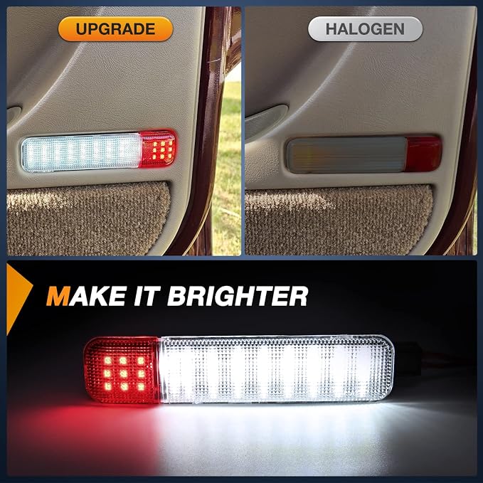 Nilight 2PCS LED Interior Door Panel Light Courtesy Warning Lights White Red for Chevy GMC Silverado Sierra 1500 2500 3500 HD Suburban Cadillac Escalade Hummer H2