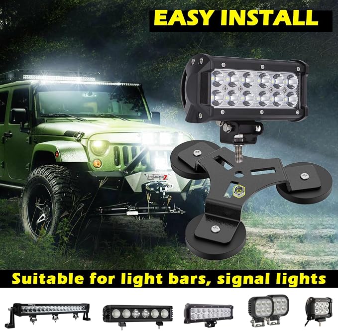 Strong Magnetic Light Bar Mounts, 2Pcs Heavy Duty Light Bar Mount Brackets Universal Magnet Base Mount, Powerful Magnetic Mounting Bracket for Off Road Lamp Roof Lights Fog Lights SUV Truck Jeep