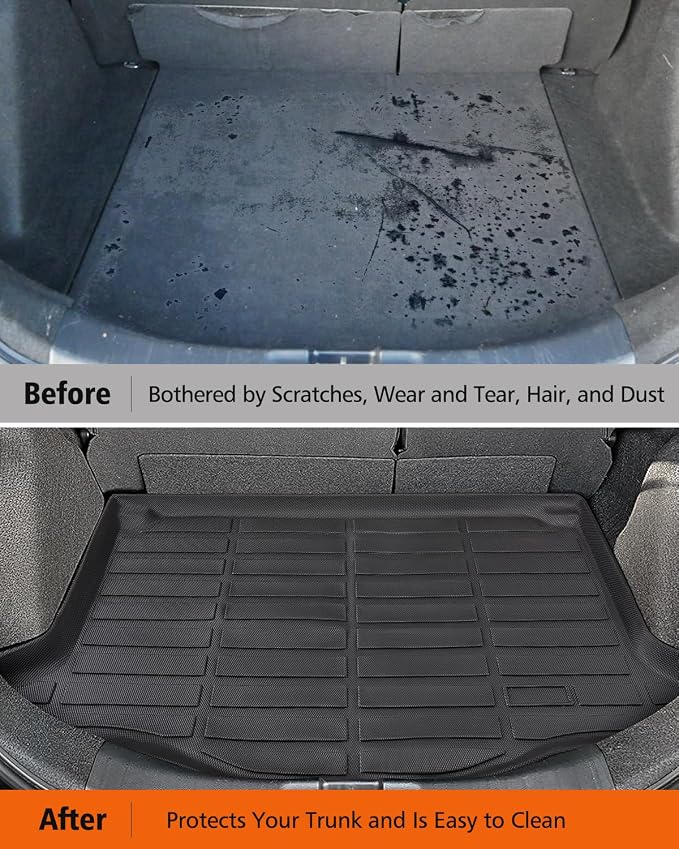 CARxion® for Honda Fit Floor Mats & Cargo Trunk Liner 2015-2020 SUV 5-Seat | Not for Manual Transmission Custom Fit All-Weather TPE Rubber Black Car Accessories 2019 2018 2017 2016 Summer Bench Trip
