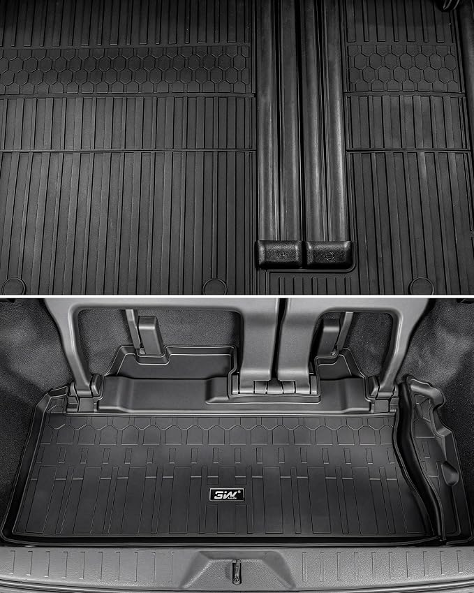 3W Floor Mats & Trunk Mat& Backrest Mats for Toyota Sienna 2021-2026 LE/XLE(Only for 8 Seat), TPE All Weather Custom Fit Floor Liner for Sienna 1st, 2nd and 3rd Row and Cargo Mat, Black