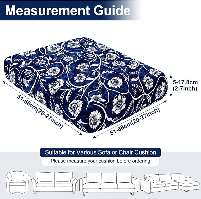Smiry Waterproof Patio Cushion Covers, Stretch Outdoor Couch Slipcovers Replacement Washable Furniture Protector Sofa Chair Seat Cover for Dogs and Pets (12 Pcs, Navy)