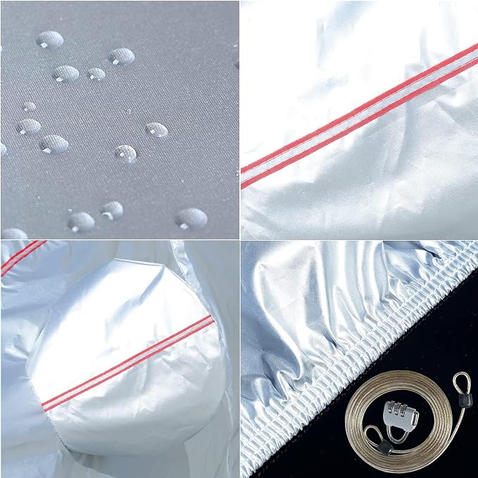 Tecoom Hard Shell Zipper Design Waterproof UV-Proof Windproof Car Cover for All Weather Indoor Outdoor Fit 206-215 Inches Full-Size SUV/Van