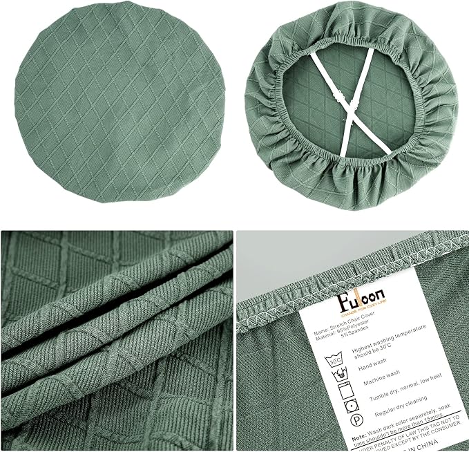 Fuloon Stretch Jacquard Chair Seat Covers Set of 4, Removable Washable Dining Chair Covers Anti-Dust Dining Room Chair Covers Seat Cushion Slipcovers (4, Dark Green)