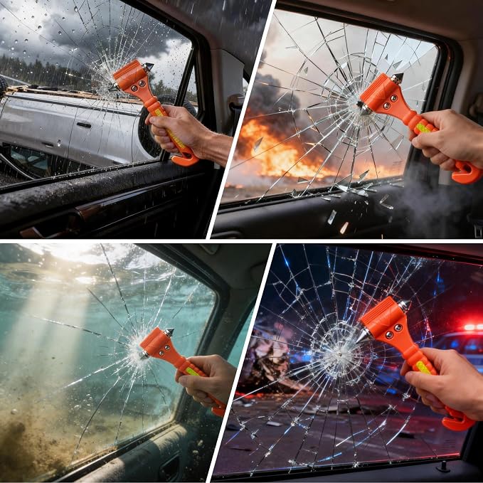 YesBes 2 Pack Car Safety Hammer, Window Breaker Seatbelt Cutter 2-in-1, Auto Emergency Escape Tool Car Window Breaker Tool, Car Accessories