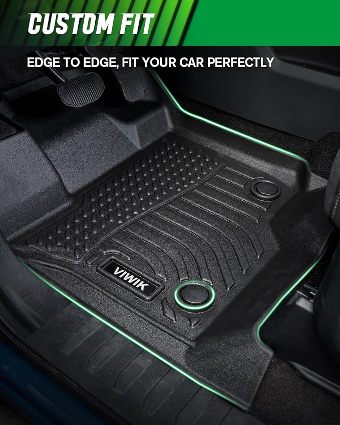 VIWIK Floor Mats for Hyundai Santa Fe Hybrid 2021-2023 - All Weather Protection, Custom Fit 1st & 2nd Row, TPE, Non-Slip, Easy to Clean, 3D Scanning Design, Waterproof, Durable, Odorless