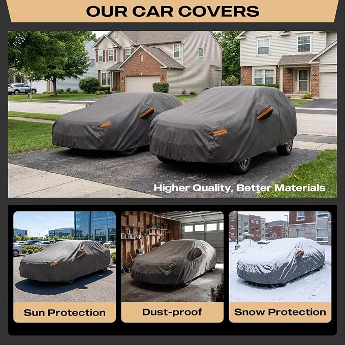 Kayme Heavy Duty SUV Car Cover Custom Fit for Honda CR-V 2006-2026, Waterproof All Weather Outdoor Full Protection, UV Sun Rain Resistant with Zipper Door & Windproof Straps.