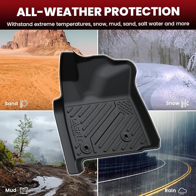 LASFIT Floor Mats for Toyota Tacoma 2005-2011(Access Cab Auto Tran) (Not Fit Second Row Without Center Storage Box) All Weather Custom Fit Floor Liners for Tacoma TPE Mats Front&Rear 2 Row Car Mats