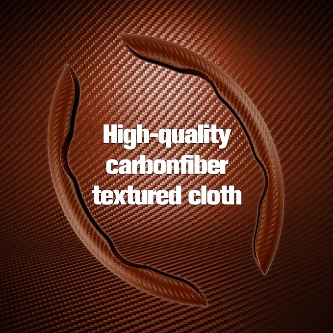 Amiss 2pcs Carbon Fiber Anti-Skid Steering Wheel Cover, Waterproof & Segmented Butterfly Design, Universal 99% Vehicle Wheel Cover Protector, Car Interior Accessories (Champagne-2pcs)