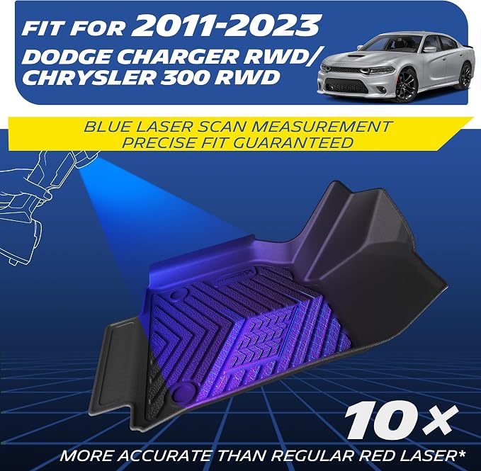 Michelin Vehicle Mats, All-Weather TPE Custom Fit Liner for 2011-2023 Dodge Charger RWD/Chrysler 300 RWD, Premier