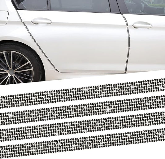 TOMALL Bling Car Door Guard Crash Bumper Crystal Anti-Scratch Strip Sticker Crystals Car Door Bumper Protector Accessory DIY for Interior and Exterior Decoration Styling Accessories Black