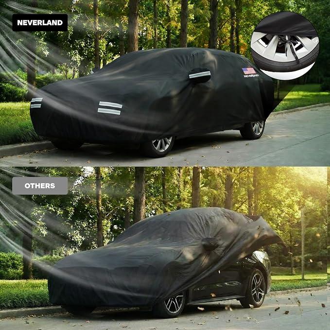 Car Cover Compatible with Ford Mustang, Full Car Covers Waterproof All Weather Dustproof, Snowproof, UV Protection Exterior Car Covers for Automobiles Universal Fit Ford Mustang