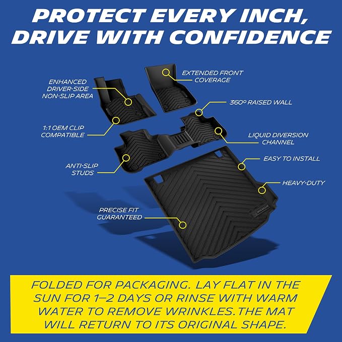 Michelin Vehicle Mats, All-Weather TPE Custom Fit Liner for 2018-2024 BMW X3 Without Spare Tire (4 Piece), Not Fit X3 30e, Premier