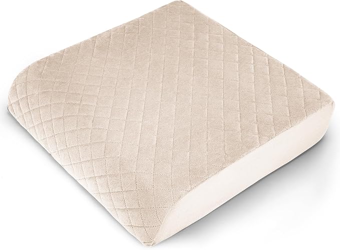 Medium-Soft 20x20x4 Memory Foam Recliner Chair Seat Cushion for Long Sitting - Armchair Pad with Washable Velvety Cover with Waterproof Layer & Non-Slip Base for Seniors & Elderly - Beige