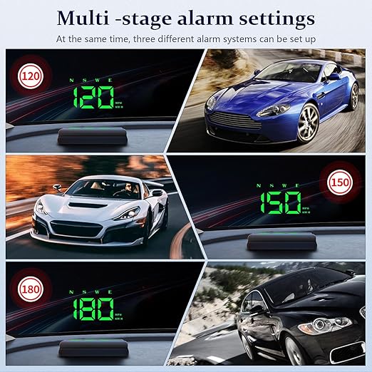 Heads up Display for Cars,Car HUD Head up Display W2S,Speedometer for Car,Digital Speedometer for Car Plug and Play,Speedometer with Overspeed Alarm,Automatic Brightness Adjustment,LED Large Font