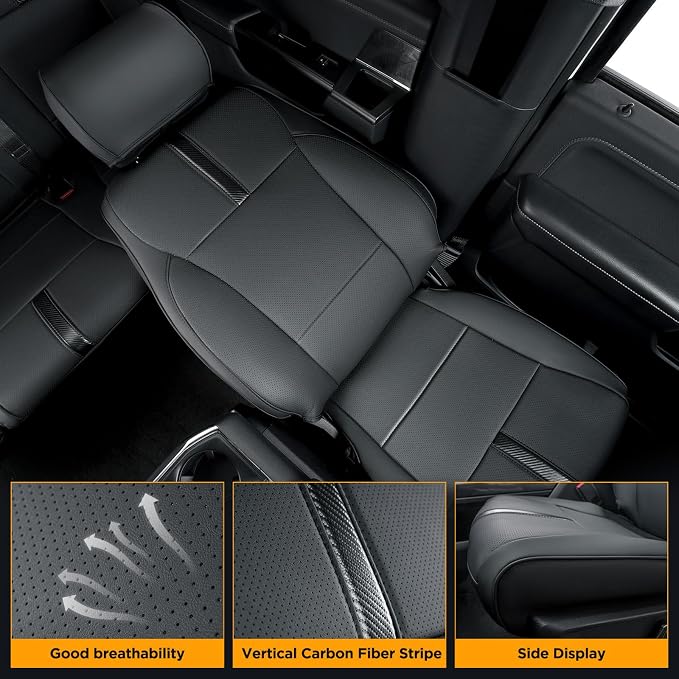 Super Cover® for Ford F150 Seat Covers 2015-2024 2025 2026 Full Set, for F-150 XL/XLT Leather Truck Seat Cover, for F150 Accessories 2016 2017 2018 2019 2020 2021 2022 2023, Only for Bucket Seat
