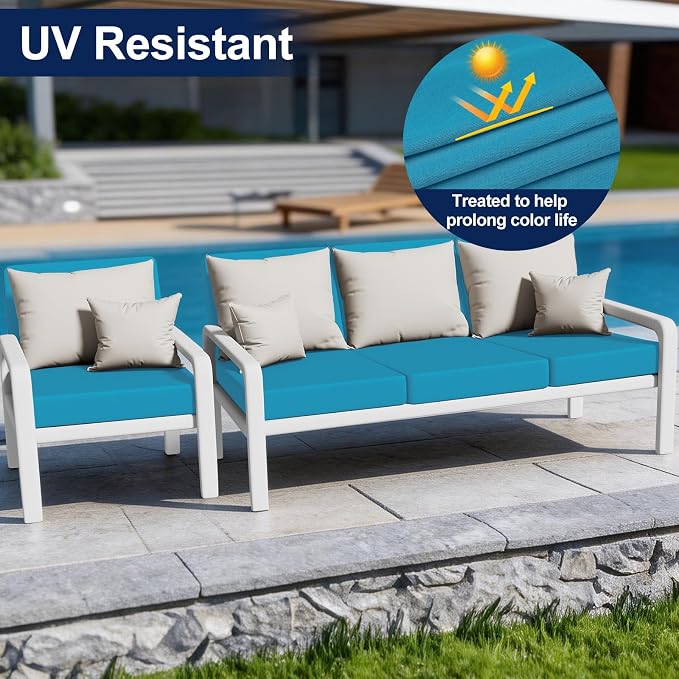 Smiry 14 Pcs Waterproof Patio Cushion Covers, Stretch Outdoor Furniture Covers