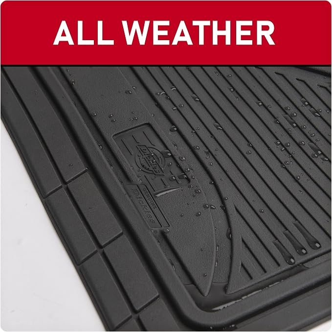 Dickies 4-Piece All-Weather Floor Mats, Trim-to-Fit Mats for Cars, Trucks, SUVs — Black