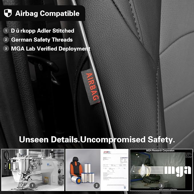 EKR Car Seat Covers Custom Fit for Toyota 4Runner(5 Seats) Full Set | for Toyota 4 Runner 2025-2026 Seat Covers for SUV Trucks,Airbag Compatible,Waterproof Pet-resistant,Faux Leather(Black/Gray)