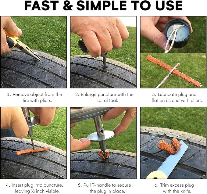 Boulder Tools Tire Repair Kit - Professional Heavy Duty Tire Plug Kit, Tubeless Tire Repair Kit for Flat Tire & Puncture Repair on Cars, Trucks, SUVs, ATVs, UTVs, RVs & Motorcycles