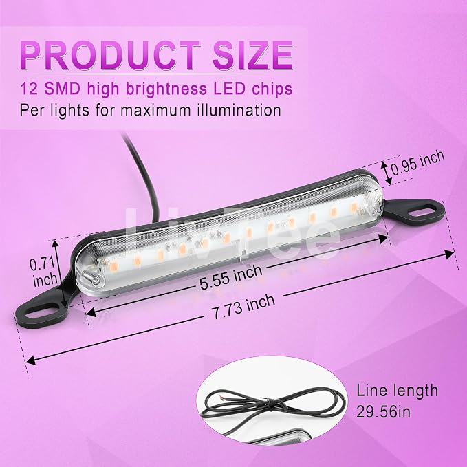 LivTee License Plate Light, Extremely Bright LED License Plate Lights Assembly for Trailer UTV ATV Truck RV Boat, Purple
