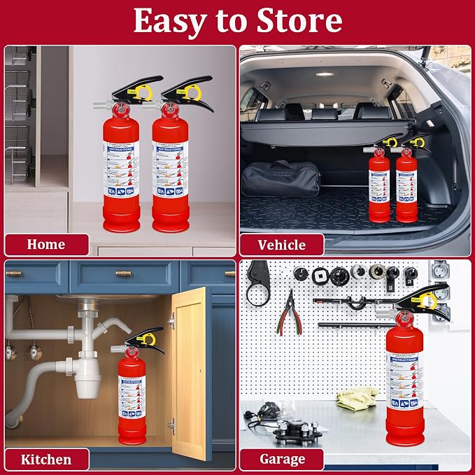 6-Pack Fire Extinguisher for Home, 2.5 lb 1-A:10-B:C Rated Dry Chemical Fire Safety Gear with Quick-Release Handle, Certified for Kitchen, Car, Vehicle, Boat, RV, Grill