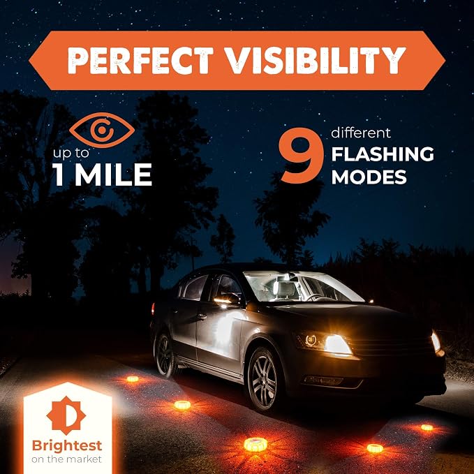 3 + 6 Pack LED Road Flare Bundle by MARCALA