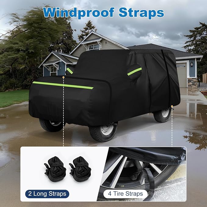 QUNSUNUS Car Cover for Ford Bronco 1965-1977 Waterproof with Cotton, Zipper | Heavy 420D Oxford Outdoor All-Weather Bronco Car Covers, with Elastic Hem and Double-stitched, for Dust, Sun, Wind Protection