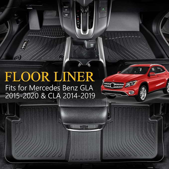 Wailtnb-Mats for Mercedes Benz 2014-2019 CLA & 2015-2020 GLA 180 200 250 45 AMG Floor Mat All Weather Floor Liner Car Mat for Benz GLA Custom Fit Automotive Full Set Accessories