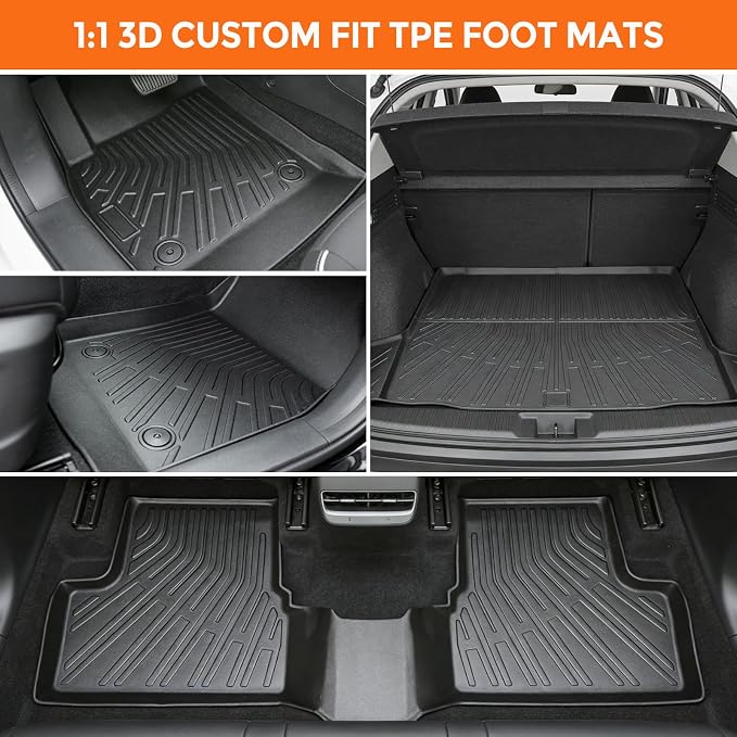 Floor Mats for Chevrolet Chevy Cruze 2011-2015 & for Cruze Limited 2016 | Heavy Duty TPE All Weather Protection, Waterproof Non-Slip Black Car Liners (Two-Row Floor Mats & Cargo Liner)