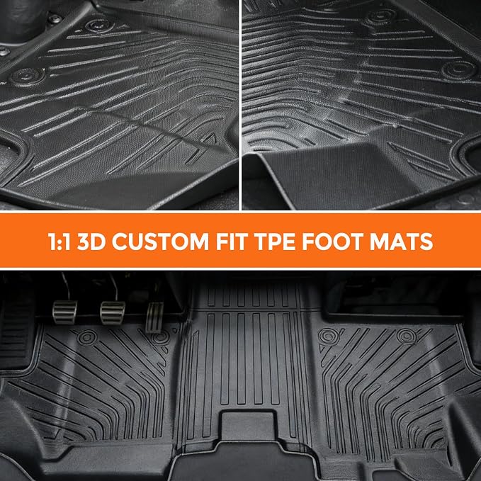 Floor Mats for Dodge Ram ProMaster Van 1500/2500/3500 2018-2025 | Custom Fit Heavy Duty TPE All Weather Protection, Waterproof Non-Slip Black Car Liners (Front Row Floor Mats)
