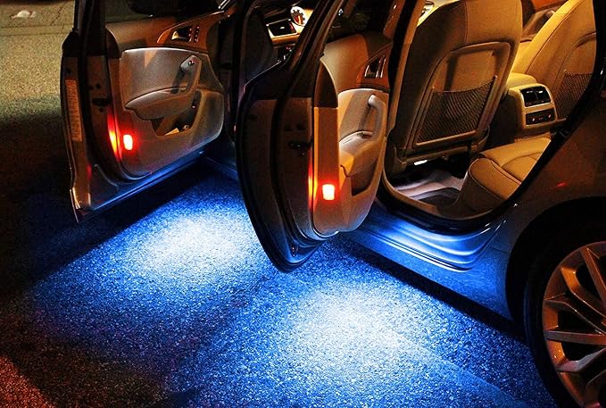 iJDMTOY Full LED Side Door Courtesy Light Assy Compatible With Lexus IS ES GS LS RX GX LX; Compatible With Toyota Avalon Sienna Venza Camry Prius 4Runner, Powered by 18-SMD Ultra Blue LED
