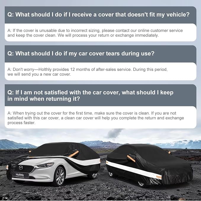 10 Layers Sedan Car Cover Custom Fit for Mazda 6 (2002-2026), Waterproof All Weather for Automobiles, Outdoor Full Cover Sun Dust Rain Protection with Cotton. Black