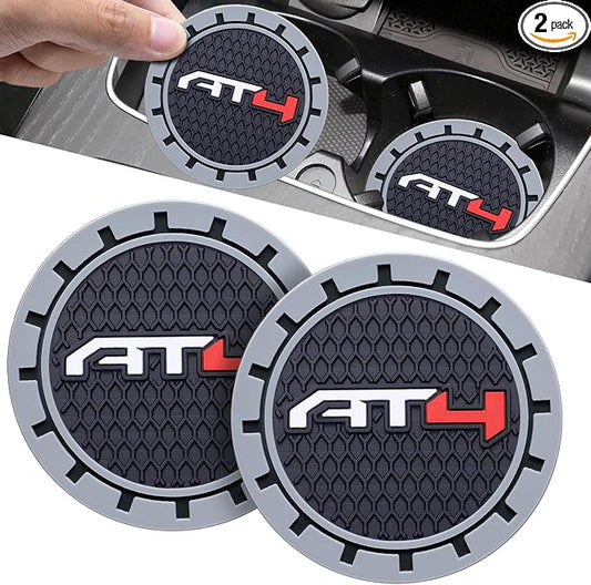 Black Silicone Car Coasters for GMC AT4 Series Non-Slip Car Cup Holder Coasters,Car Interior Accessory for Car Cup Holder 2Pcs 2.75 Inch