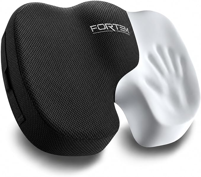 FORTEM Seat Cushion, Office Chair Cushion, Memory Foam Car Seat Cushions, Sciatica Coccyx Tailbone Pain Relief, Chair Cushions for Back Support, Sitting Pad for Gaming, Washable Cover, Non Slip, XL