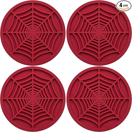 4PCS Car Cup Holder Coasters, 2.75 Inch Universal Non-Slip Insert Water Bottle Holder Pads, Car Interior Accessories Sets (Red)