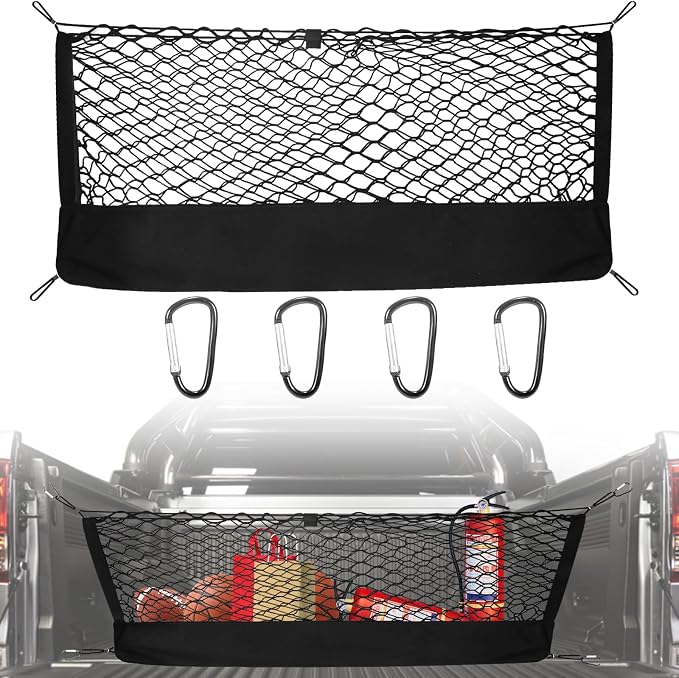 for Dodge Durango Chevy Equinox Envelope Style Truck Bed Cargo Net - Fits 2013-2024 2025 2026 Durango Equinox Accessories Cargo Net for Pickup Truck Bed - Heavy Duty Carabiners