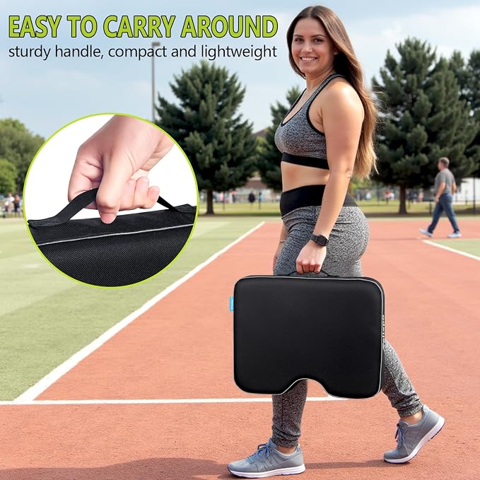 Stadium Seat Cushion for Bleachers, 2-in-1 Reversible Soft & Firm | Bleacher Cushion with Memory & High-Density Foam, Ergonomic Non-Slip Design, Portable for Indoor & Outdoor Sports, Events