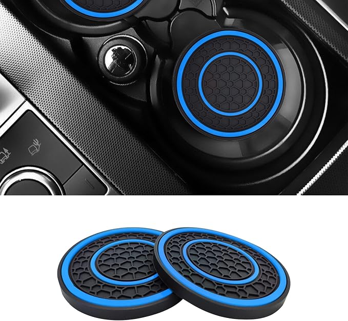 2 PCS Car Cup Holder Coaster,Car Coasters Cup Mats,2.75 Inch Universal Car Cup Coasters,Non-Slip Anti Dust Mats Cup Holder Insert Coaster, Suitable for Most Car Interior (Blue)