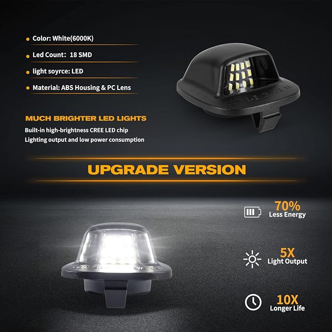 POPMOTORZ LED License Plate Lights Assembly Compatible With 1994-2004 Nissan Xterra & 1998-2004 Nissan Frontier - Powered by 18SMD, White